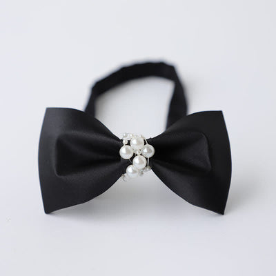 Men's Temperament Pearl Black Wedding Bow Tie