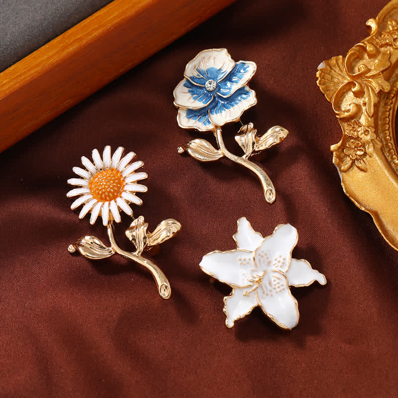 Women's Little Sunflower Enamel Floral Brooch