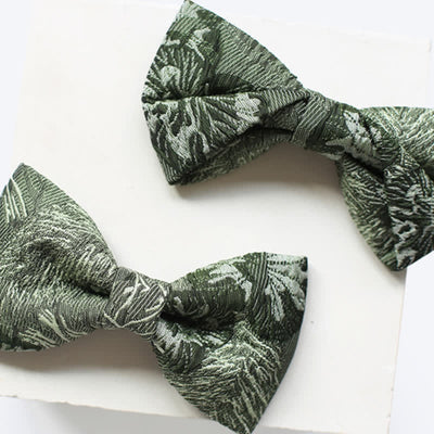 Men's Quiet Peaceful MediumSeaGreen Floral Bow Tie