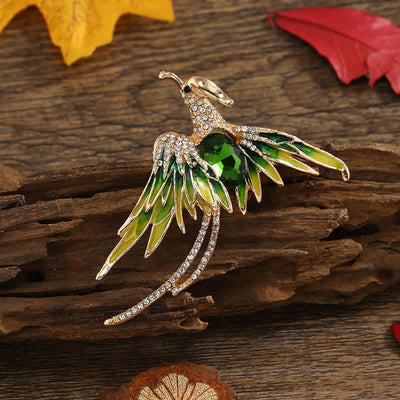 Women's Enamel Flying Phoenix Crystal Brooch