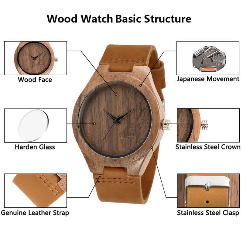 Men's Retro Carved Deer Dial Bamboo Wooden Watch