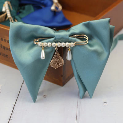Men's Pearl Pendant Metal Pin Oversized Pointed Bow Tie