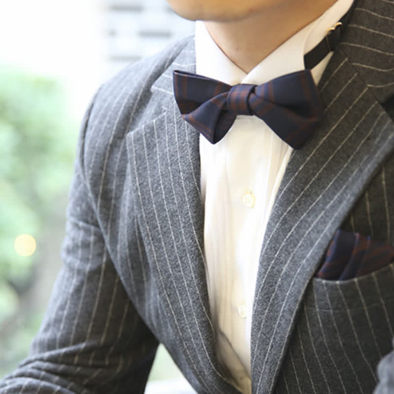 Men's British Style Classic Plaid Bow Tie