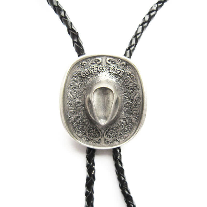 Country Cowboy Life Hat Pendant Bolo Tie