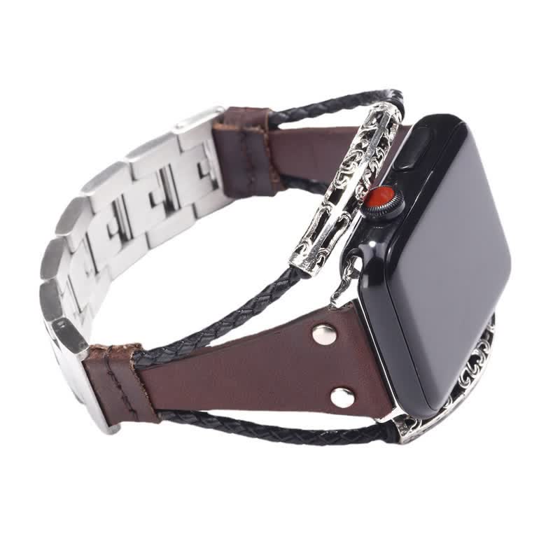 Boho Stainless Steel Chain Leather Watch Band