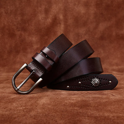 Metal Rivet Fashionable Casual Slim Leather Belt