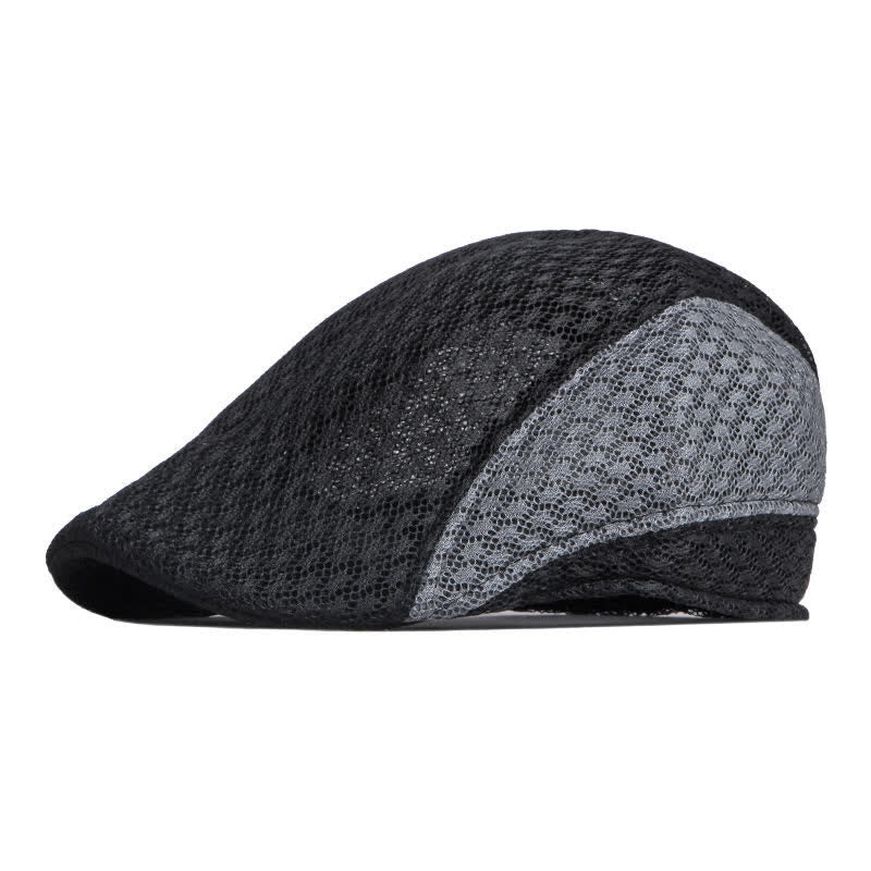 Hollow Out Mesh Summer Black White Flat Beret Hat