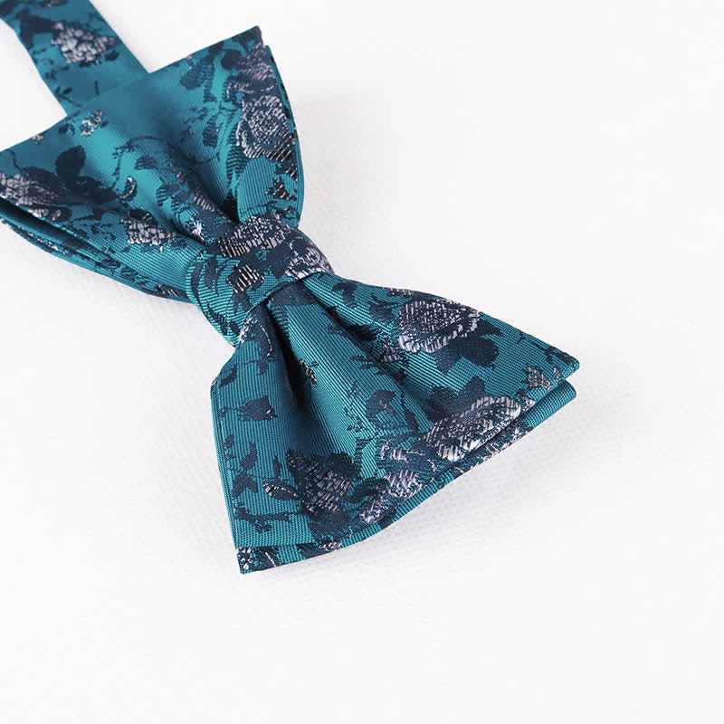 Men's Stunning Teal Floral Pattern Bow Tie