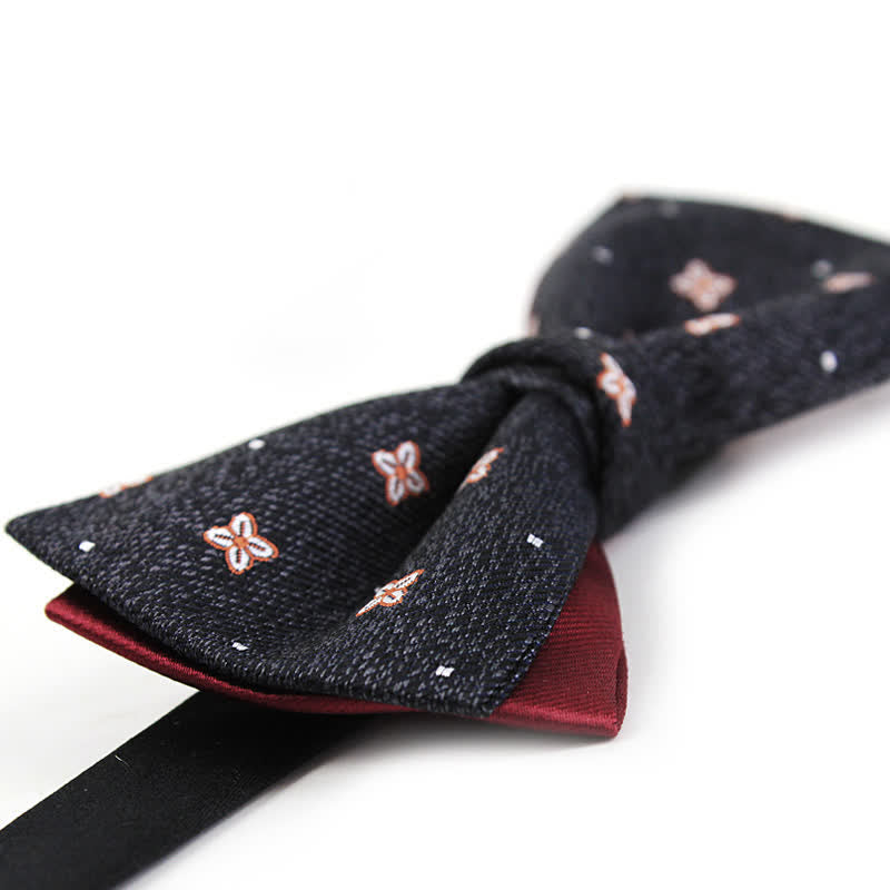 Men's Dark Gray & Burgundy Lucky Stars Silk Bow Tie