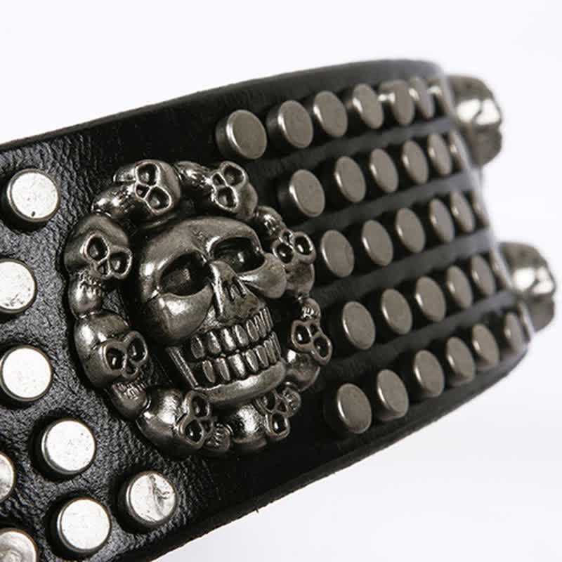 Unisex Skull Head Rivets Cross Studded Leather Belt
