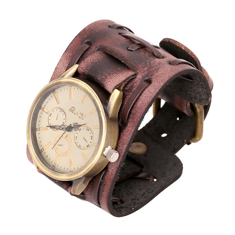 Men's Retro Cool Punk Weave Cuff Leather Watch