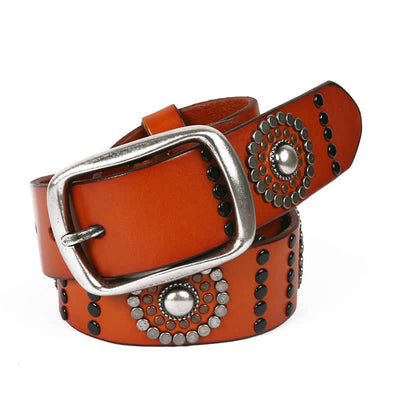 Assorted Round Rivets Decoration Punk Studded Leather Belt