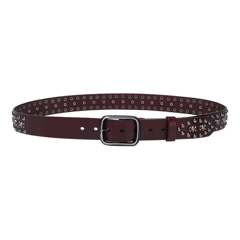 Studded Gothic MIni Skull Rivets Leather Belt