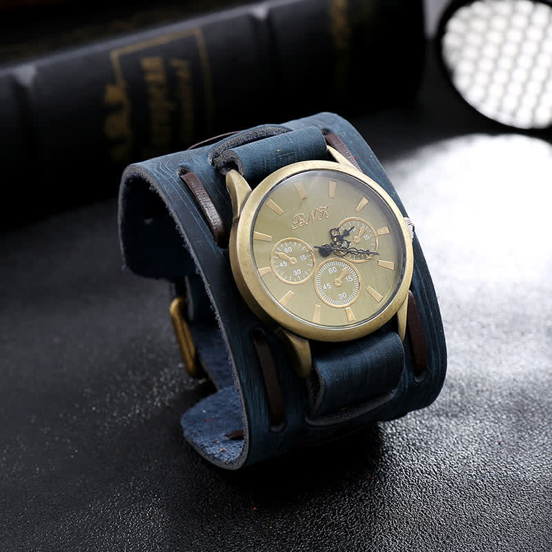 Men's Retro Cool Punk Weave Cuff Leather Watch