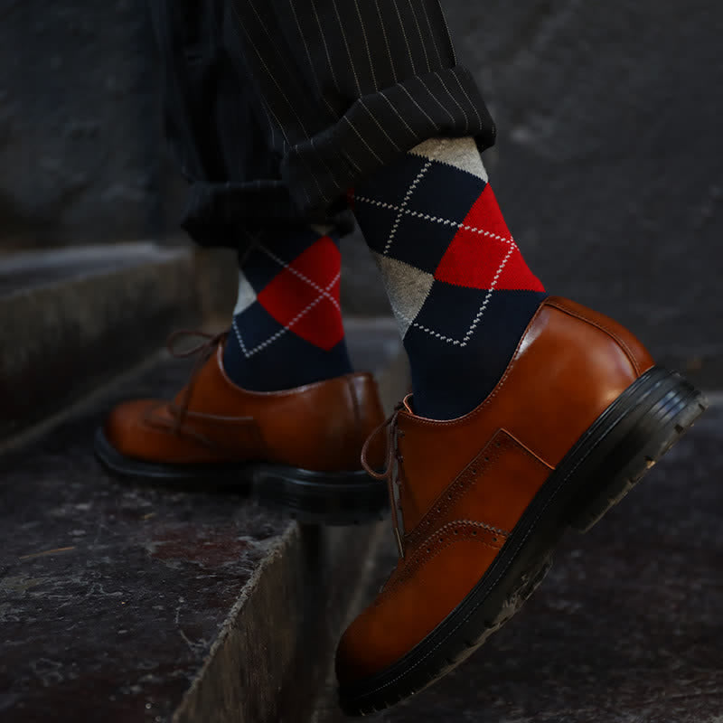 Men's Argyle Pattern Design Cotton Socks