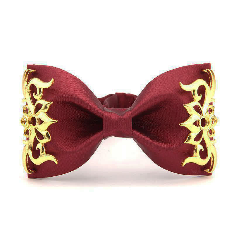 Men's Golden Flame Embellished Bow Tie