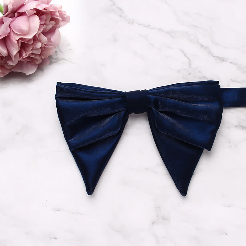 Men's Gloss Fabric Double Layered Oversized Pointed Bow Tie