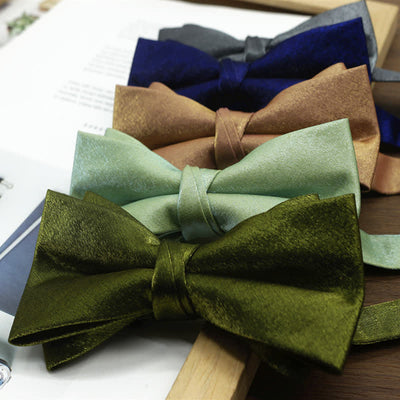 Men's Bright Double-Layered Solid Color Bow Tie