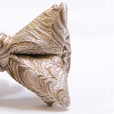 Men's Gold Jacquard Luxury Fishtail Oversized Pointed Bow Tie