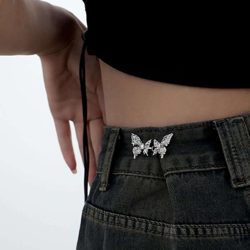 Women's Butterfly Pearls Decor Button Belt Clip