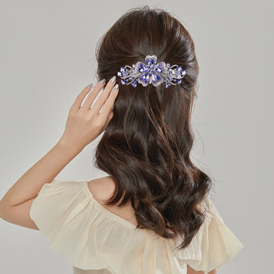 Women's Elegant Floral Sparkly Crystal Hair Clip