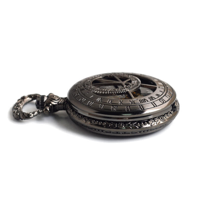 Twelve Constellations Compass Mechanical Pocket Watch