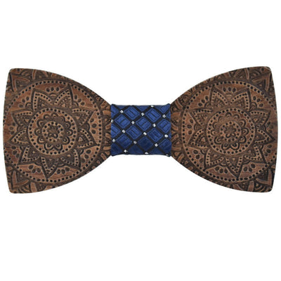 Men's Engraving Luxury Flower Wooden Bow Tie