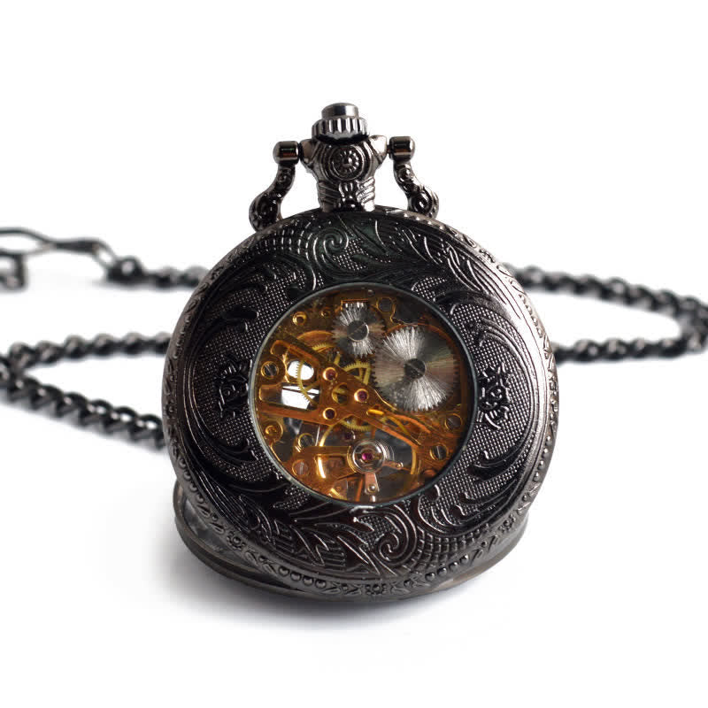 Twelve Constellations Compass Mechanical Pocket Watch