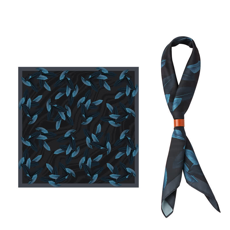 DarkSlateGray & Blue Strelitzia Reginae Floral Square Scarf