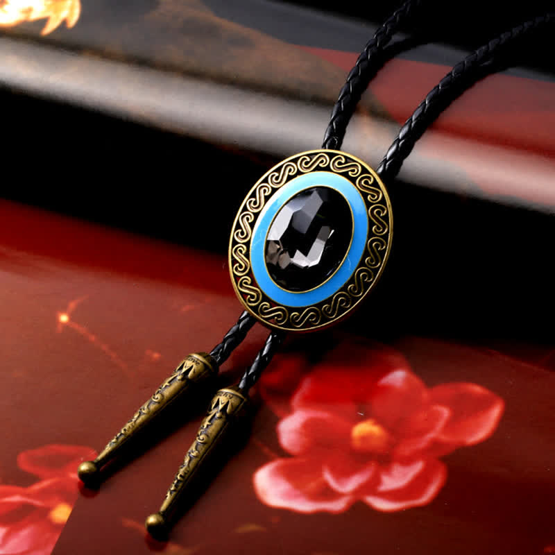Western Style Middle Inlay Crystal Bolo Tie
