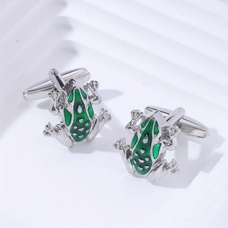 Men's Green Enamel Tree Frog Cufflinks