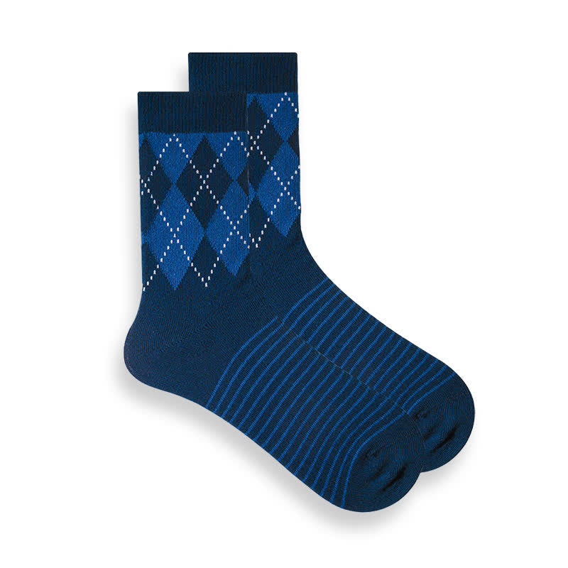 Men's British Plaid Patterned Cotton Socks