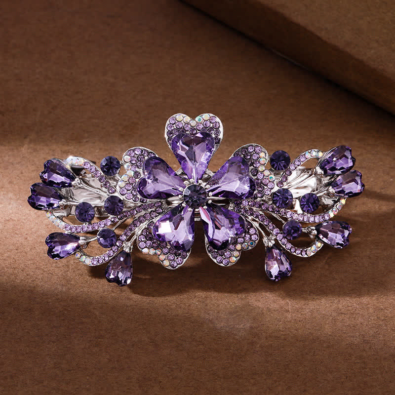 Women's Elegant Floral Sparkly Crystal Hair Clip