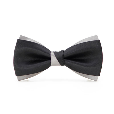 Men's Modern Black & Silver Double Layered Bow Tie