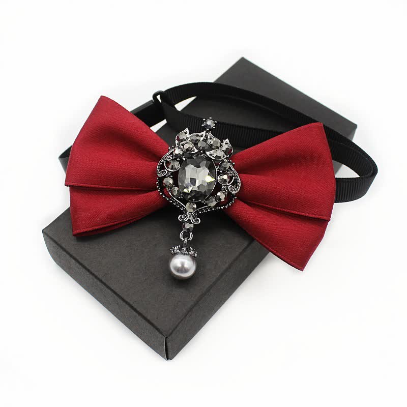 Kid's Dangle Crystal Applique Ornament Bow Tie