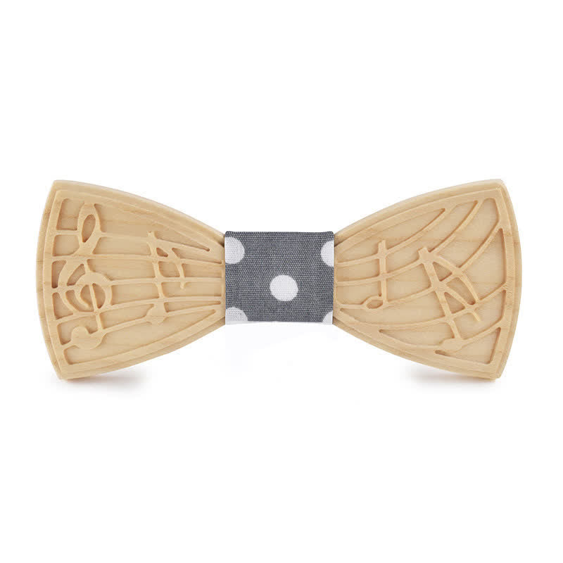 Men's Novelty Music Engraving Wooden Bow Tie