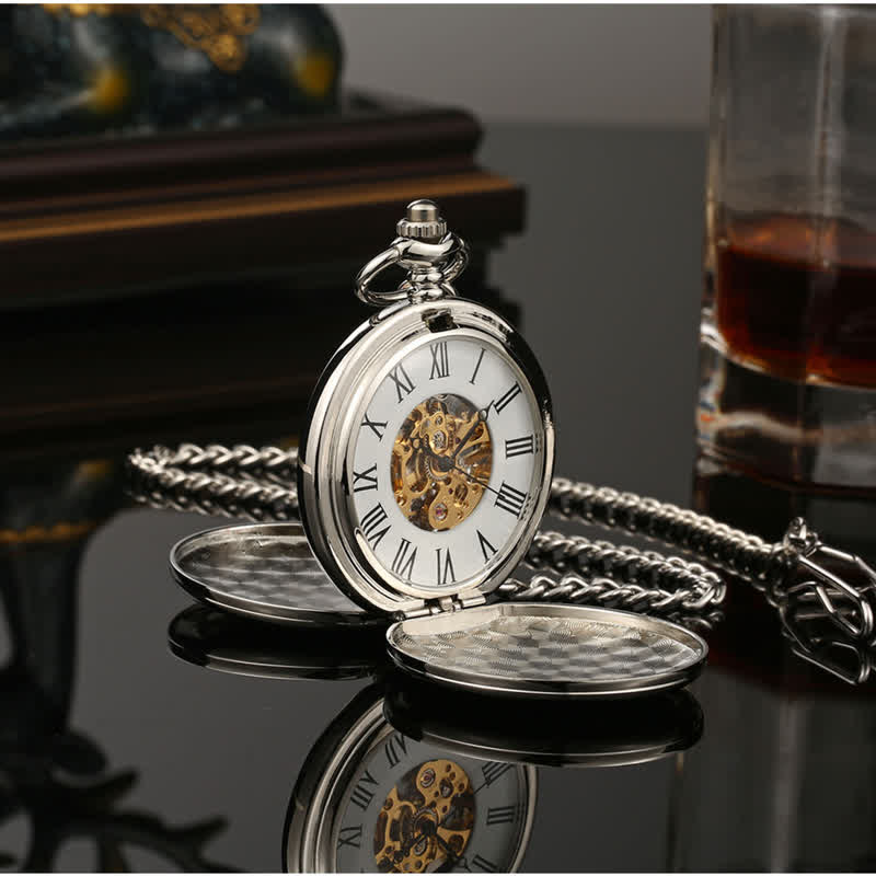 Casual Double Hunter Case Mechanical Pocket Watch