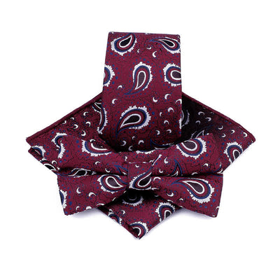 3Pcs Men's Cashew Flower Casual Bow Tie Necktie Set