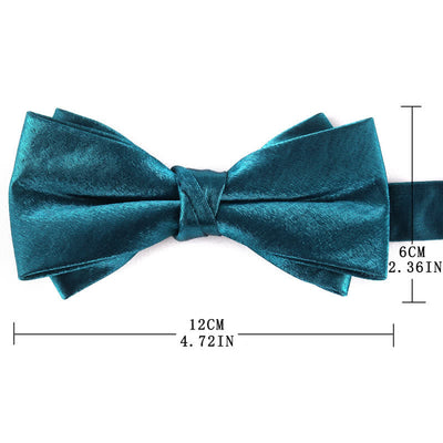 Men's Gloss Double Layer Solid Color Bow Tie