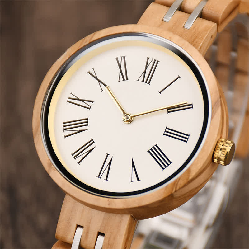 Women's Minimalist Roman Numerals Wooden Watch