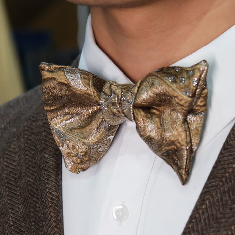 Men's Luxury Champagne Fishtail Oversized Bow Tie