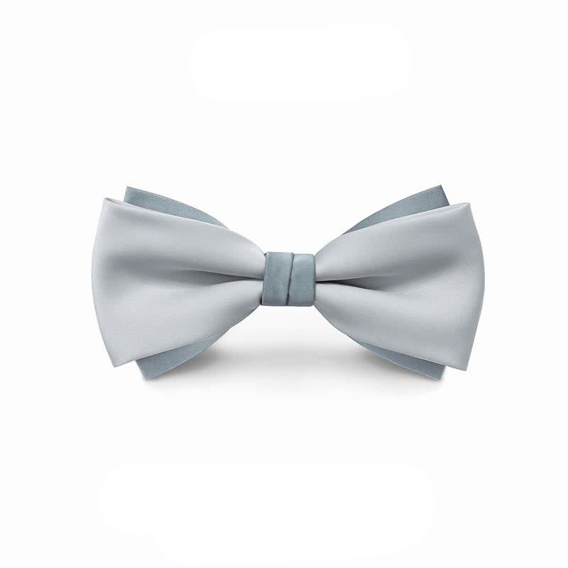 Men's Pale Color Double Layered Wedding Bow Tie