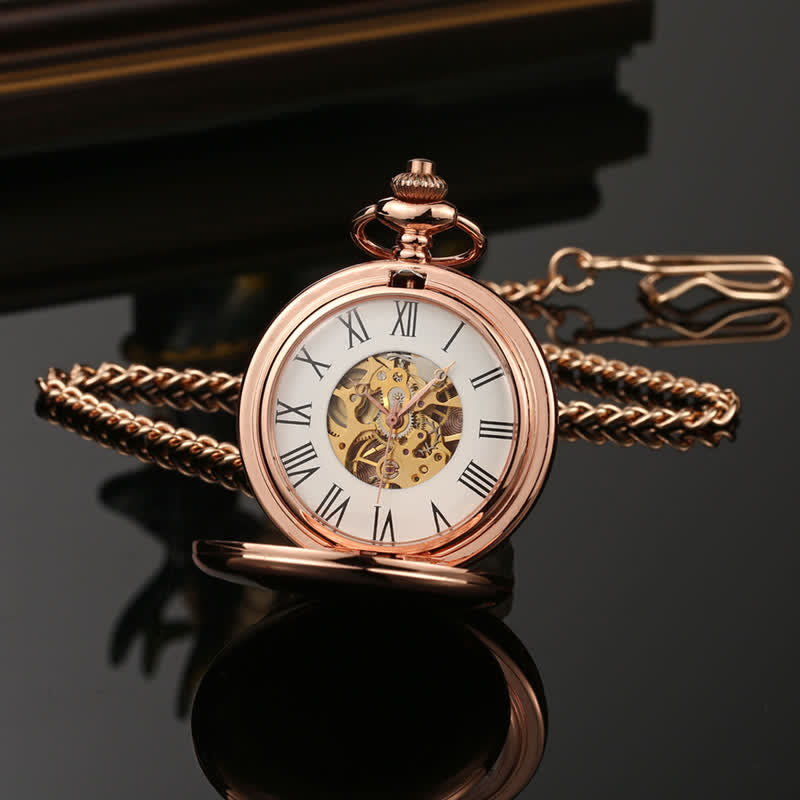 Casual Double Hunter Case Mechanical Pocket Watch