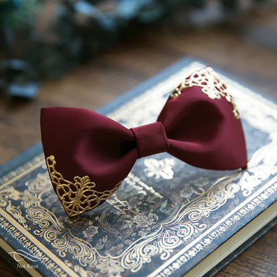 Men's Golden-Tipped Metal Wedding Bow Tie