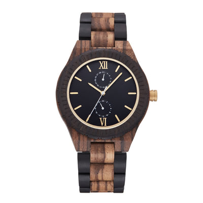 Men's Eco Friendly Wood Two Sub-Dial Wooden Watch
