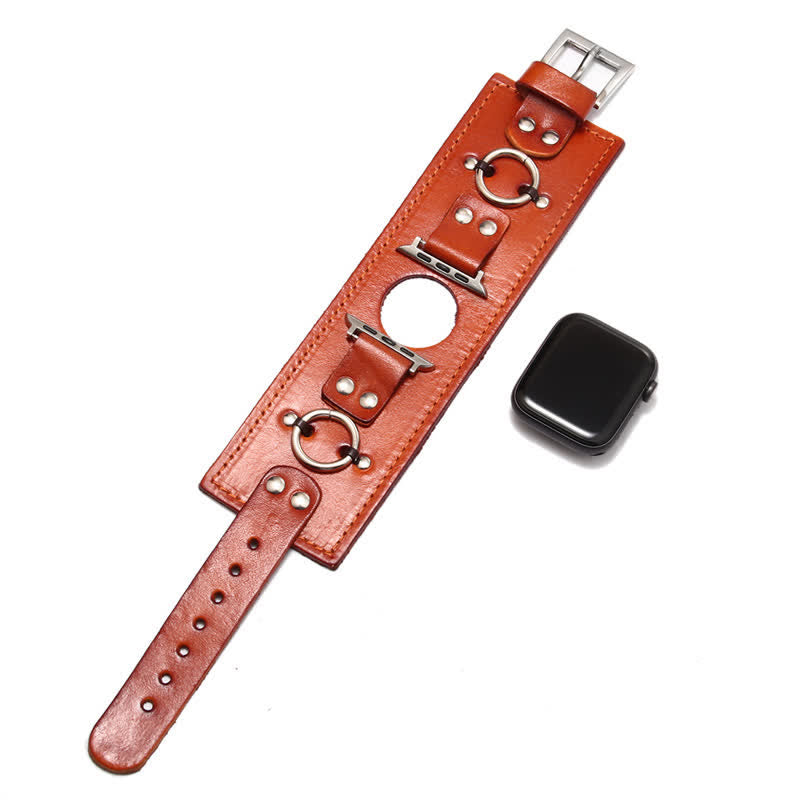 Ring Decor Genuine Leather Smart Watch Band