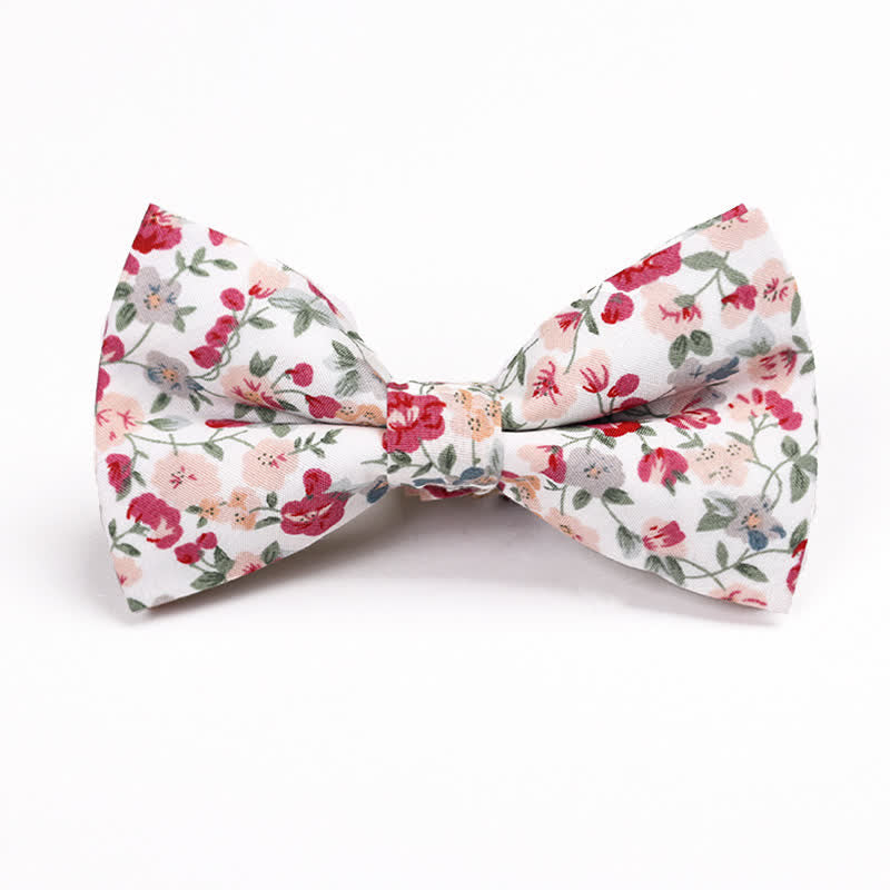 Men's Cotton Floral Print Double Layered Bow Tie