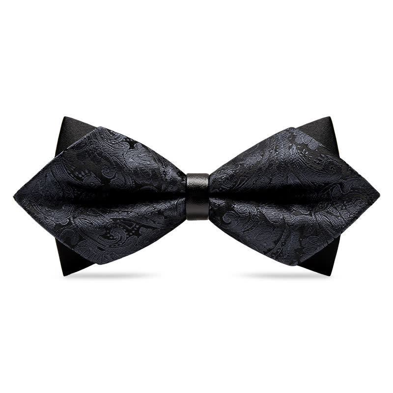 Men's Stalish Paisley Double Layers Pionted Bow Tie