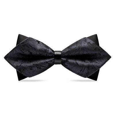 Men's Stalish Paisley Double Layers Pionted Bow Tie