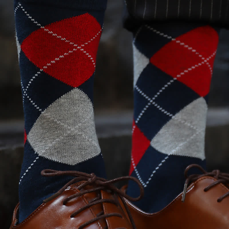 Men's Argyle Pattern Design Cotton Socks